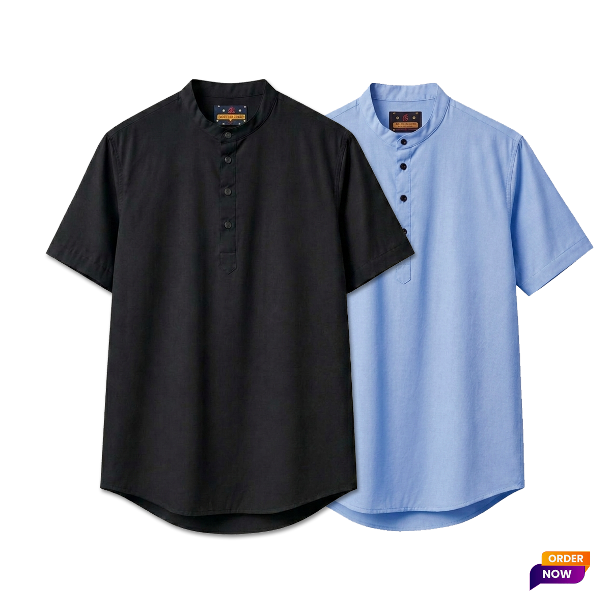 2 Pcs Half Sleeve OXF Katua- Black+Sky