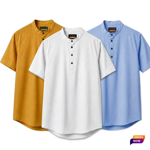 3 Pcs Half Sleeve OXF Katua-Kathal+Sky+White