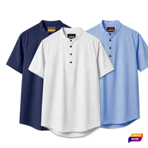 3 Pcs Half Sleeve OXF Katua-Navy+Sky+White
